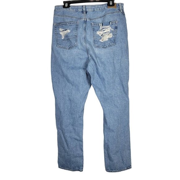 American Eagle Women's Factory Distress Mom Jean Comfort Stretch Waist Size 14L - Picture 4 of 10